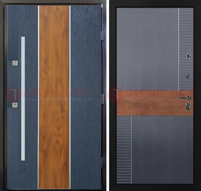 Темная металлическая дверь МДФ со вставками ДМ-411 в Сочи