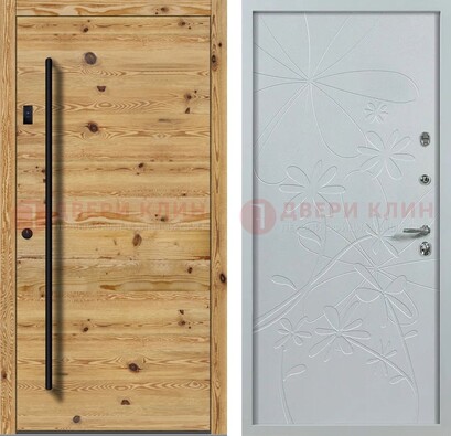 Металлическая дверь с МДФ в светлом цвете ДМ-412 в Домодедово