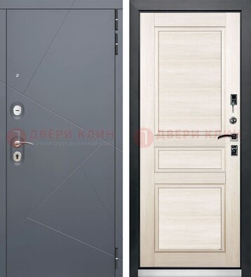 Серая железная дверь с панелями МДФ ДМ-422 в Наро-Фоминске