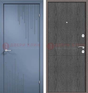 Синяя металлическая дверь МДФ в квартиру ДМ-434 в Домодедово
