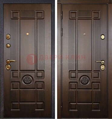Квартирная коричневая железная дверь с МДФ ДМ-45 в Домодедово
