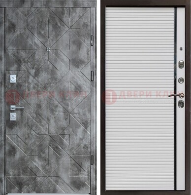 Серая металлическая дверь с панелями МДФ хайтек ДМ-466 в Ступино