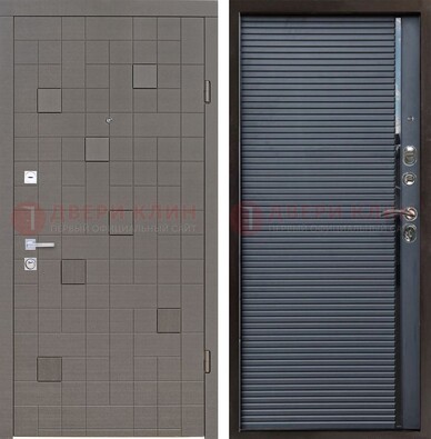 Темная стальная дверь с панелями МДФ хайтек ДМ-467 в Домодедово