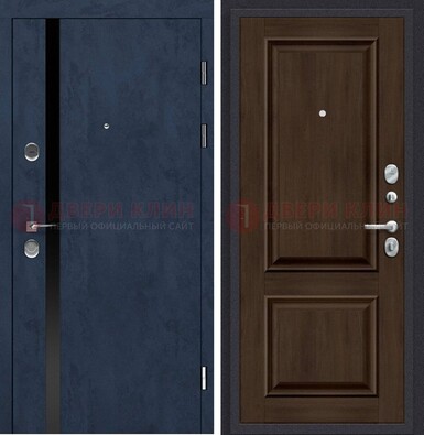 Синяя входная дверь МДФ с обеих сторон ДМ-473 в Домодедово