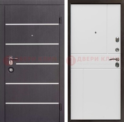 Темная стальная дверь с белыми вставками с МДФ ДМ-482 в Домодедово