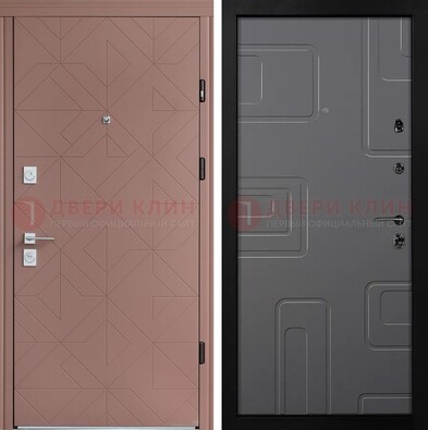 Красная стальная дверь в квартиру с МДФ хайтек ДМ-493 в Домодедово