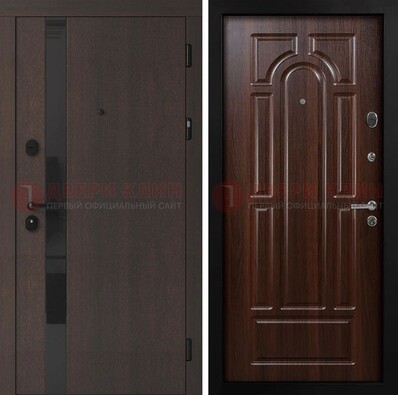 Темная входная дверь с МДФ панелями в квартиру ДМ-499 в Домодедово