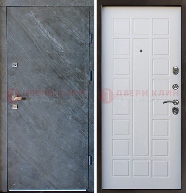 Железная дверь с МДФ серая и белая ДМ-505 в Сочи