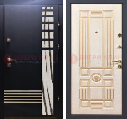Черная железная дверь с МДФ панелями ДМ-510 в Домодедово