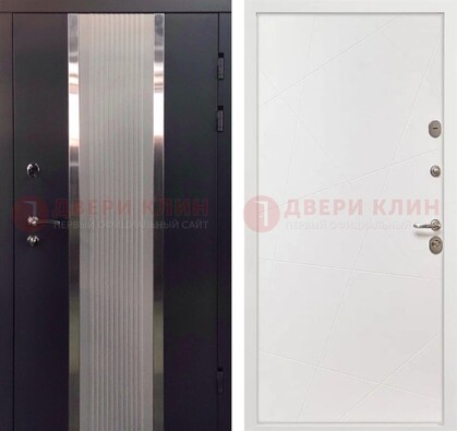 Темная металлическая дверь в квартиру МДФ с двух сторон ДМ-512 в Домодедово