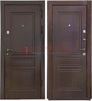 Антивандальная коричневая железная дверь с МДФ ДМ-61 в Домодедово