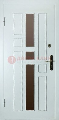 Белая стальная дверь с МДФ и декоративными вставками ДМ-62 в Домодедово