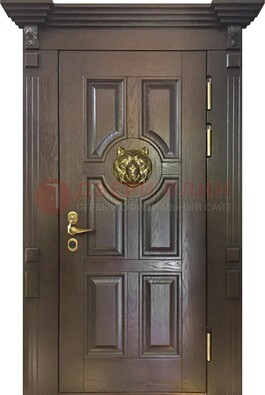 Коричневая металлическая дверь с массивом дуба ДМД-50 в Домодедово
