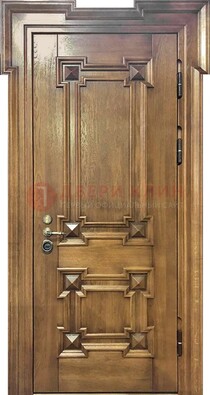 Филенчатая железная дверь с массивом дуба ДМД-56 в Домодедово