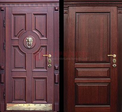 Темная входная дверь с массивом дуба с декоративной вставкой ДМД-6 в Домодедово