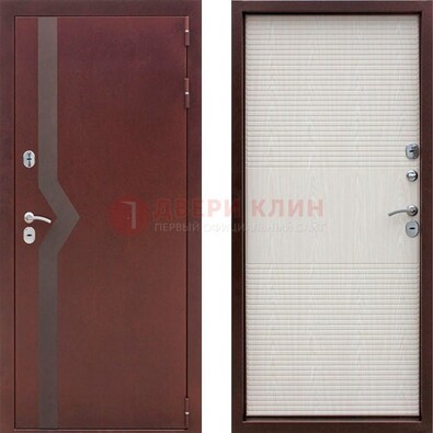Бордовая металлическая дверь с порошковым напылением ДП-100 в Домодедово