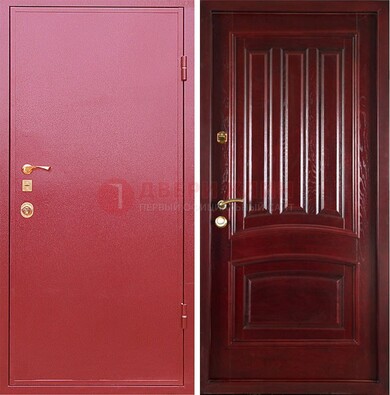 Красная металлическая дверь с порошковым напылением ДП-165 в Домодедово