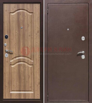 Коричневая железная дверь с порошковым окрасом ДП-191 в Домодедово