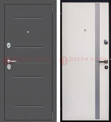 Железная дверь с порошковым напылением и белой МДФ ДП-212 в Домодедово