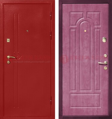 Красная входная дверь с порошковым напылением ДП-240 в Домодедово