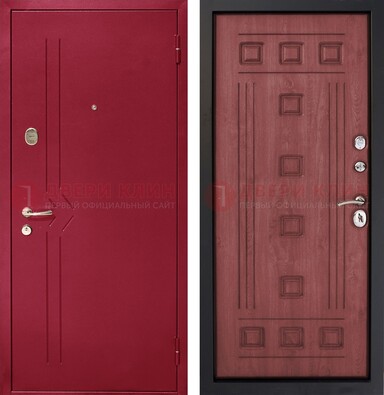 Красная железная дверь с порошковым напылением ДП-242 в Саратове