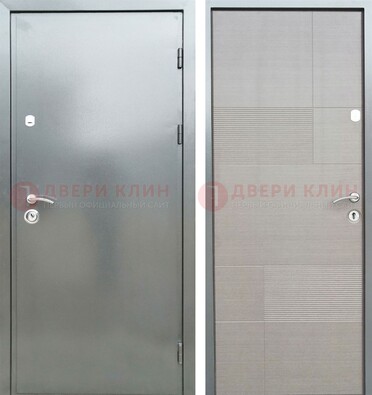 Металлическая серая дверь с порошковым покрытием и серым МДФ внутри ДП-250 в Саратове