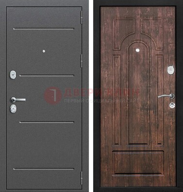 Железная дверь Антик серебро с порошковым напылением и МДФ Тисненый орех ДП-260 в Домодедово