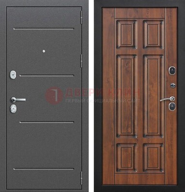 Стальная дверь с порошковым покрытием Антик серебро и филенчатой МДФ ДП-267 в Домодедово