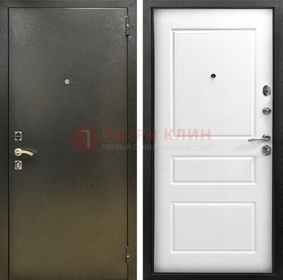 Входная дверь Темное серебро с порошковым напылением и белой МДФ ДП-272 в Домодедово