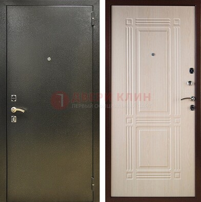 Стальная темно-серая дверь с порошковым напылением и МДФ Белый дуб ДП-277 в Домодедово