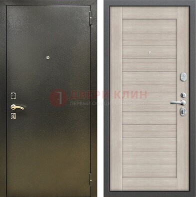 Стальная темно-серая дверь с порошковой отделкой и МДФ панелью ДП-278 в Домодедово