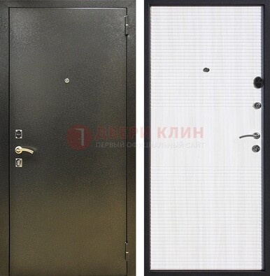 Стальная темно-серая дверь с порошковой отделкой и МДФ Белый ясень ДП-279 в Домодедово