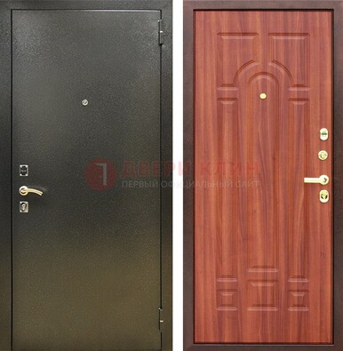 Входная темно-серая дверь с порошковой отделкой и МДФ Миланский орех ДП-281 в Домодедово