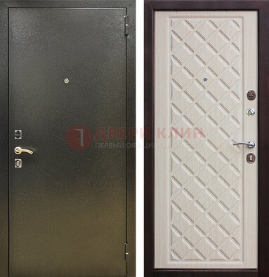 Темно-серая железная дверь с порошковым покрытием и филенчатой МДФ ДП-289 в Домодедово