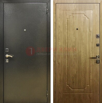 Темно-серая входная дверь с порошковым покрытием и МДФ Золотой дуб ДП-291 в Домодедово