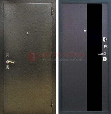 Входная темная дверь с порошковым покрытием и МДФ со стеклом ДП-294 в Домодедово