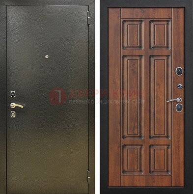 Металлическая входная темная дверь с порошковым напылением и МДФ ДП-299 в Домодедово