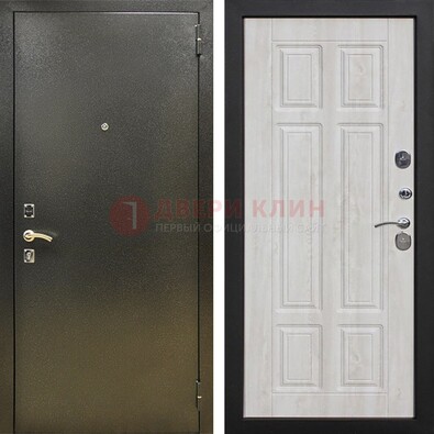 Входная темно-серая дверь с порошковым напылением и МДФ с филенкой ДП-302 в Домодедово