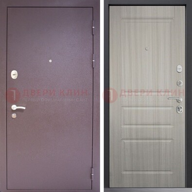 Темная стальная дверь с порошковым окрасом и МДФ ДП-310 в Домодедово