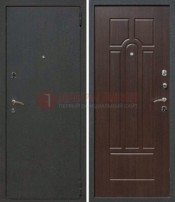 Черная металлическая дверь с порошковым окрасом ДП-47 в Домодедово