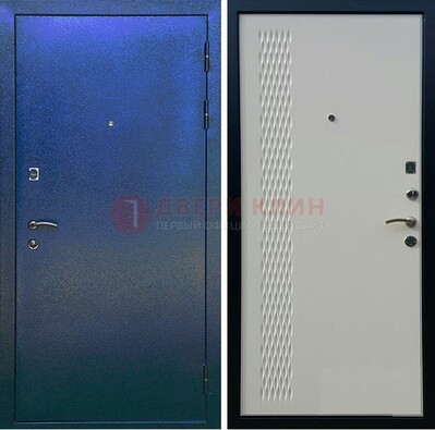 Синяя железная дверь с порошковым напылением ДП-49 