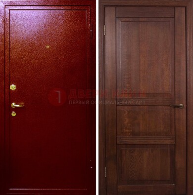 Красная железная дверь с порошковым окрасом ДП-58 в Истре