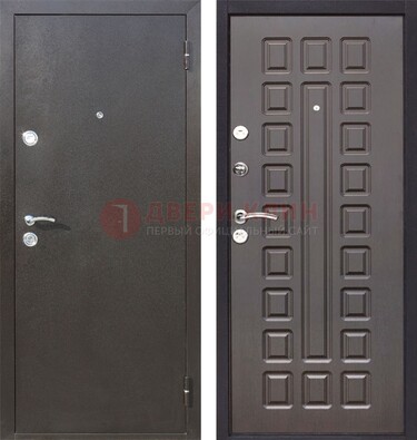 Коричневая железная дверь с порошковым окрасом ДП-63 в Домодедово