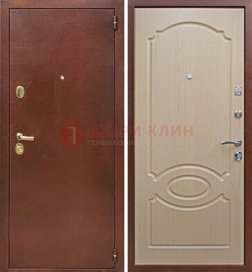 Коричневая металлическая дверь с порошковым окрасом ДП-76 в Ростове-На-Дону