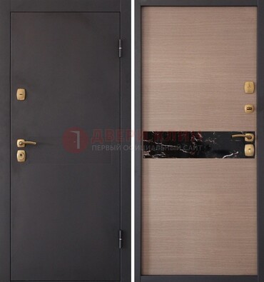 Коричневая металлическая дверь с порошковым окрасом ДП-82 в Домодедово