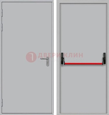 Белая металлическая противопожарная дверь с длинной ручкой ДПП-14 в Домодедово