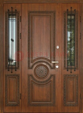Парадная распашная стальная дверь Винорит со стеклом ДПР-106 в Домодедово