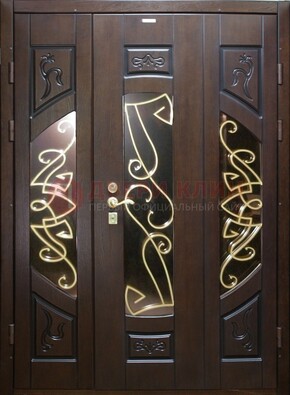 Парадная дверь со стеклом и ковкой ДПР-1 в каркасный дом в Домодедово