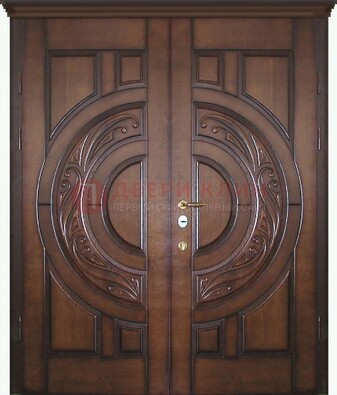 Утепленная коричневая стальная парадная дверь ДПР-51 в Сергиевом Посаде