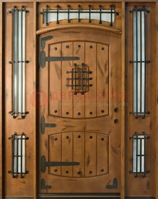 Парадная дверь с коваными элементами ДПР-68 в коттедж в Железнодорожном
